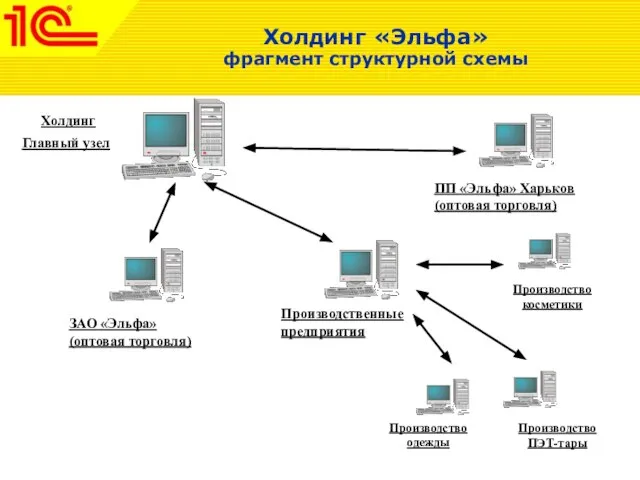 Холдинг Главный узел Производственные предприятия ЗАО «Эльфа» (оптовая торговля) ПП «Эльфа» Харьков