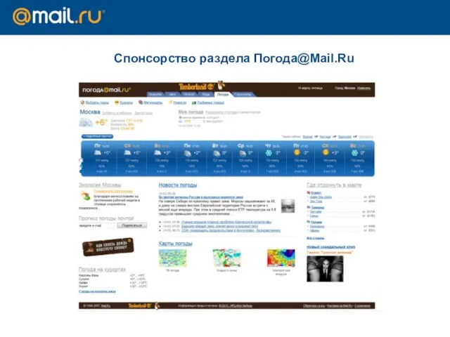 Спонсорство раздела Погода@Mail.Ru