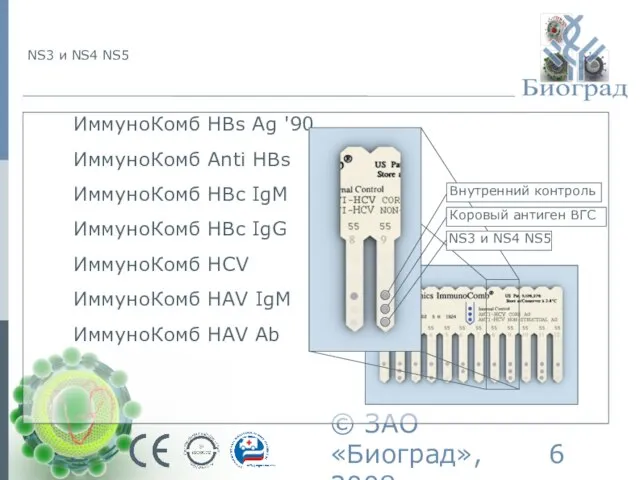 © ЗАО «Биоград», 2008г. NS3 и NS4 NS5 ИммуноКомб HBs Ag '90