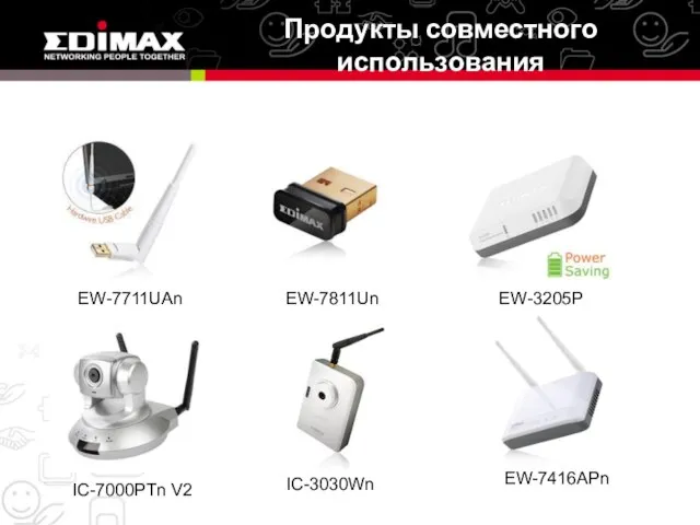 Продукты совместного использования EW-7711UAn EW-7811Un EW-3205P IC-7000PTn V2 IC-3030Wn EW-7416APn