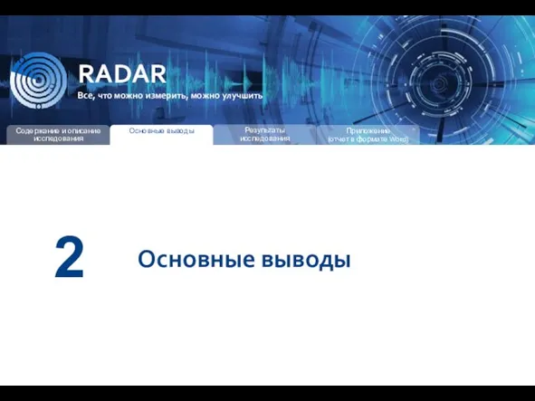 RADAR Все, что можно измерить, можно улучшить 2 Основные выводы Основные выводы