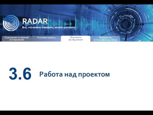 RADAR Все, что можно измерить, можно улучшить 3.6 Работа над проектом Результаты