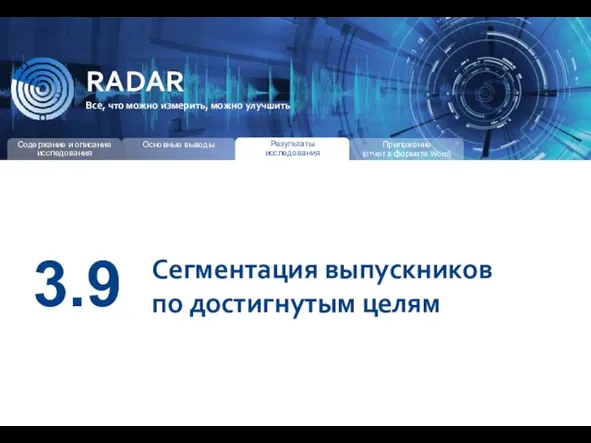 RADAR Все, что можно измерить, можно улучшить 3.9 Сегментация выпускников по достигнутым