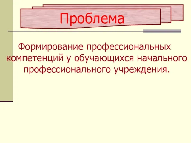 Формирование профессиональных компетенций у обучающихся начального профессионального учреждения. Проблема