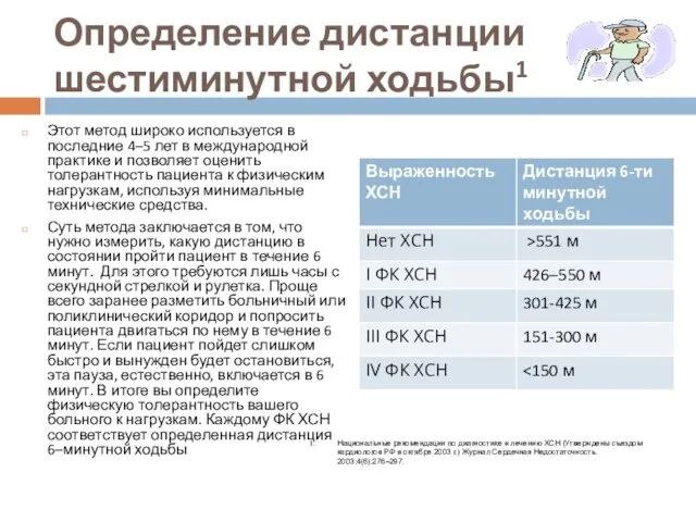 Определение дистанции шестиминутной ходьбы1 Этот метод широко используется в последние 4–5 лет