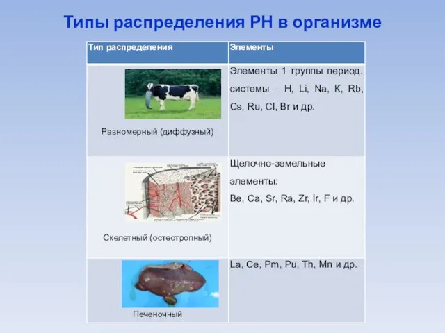 Типы распределения РН в организме