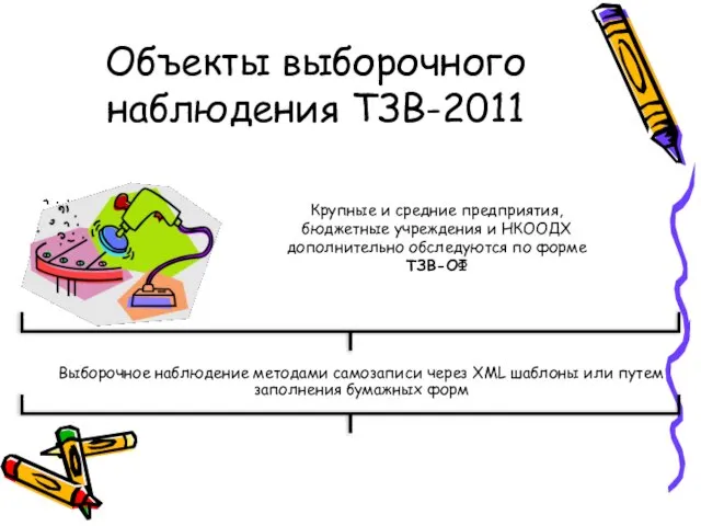 Объекты выборочного наблюдения ТЗВ-2011 Выборочное наблюдение методами самозаписи через XML шаблоны или