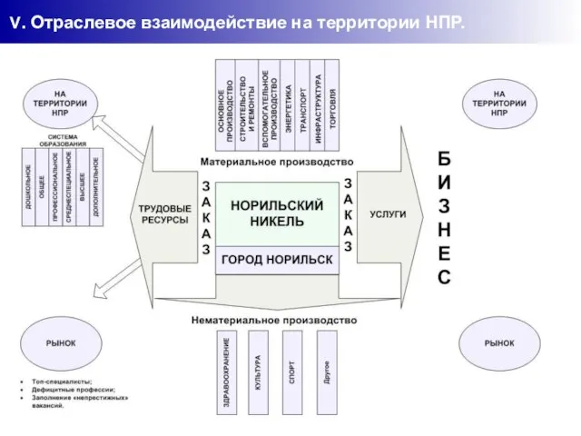 V. Отраслевое взаимодействие на территории НПР.