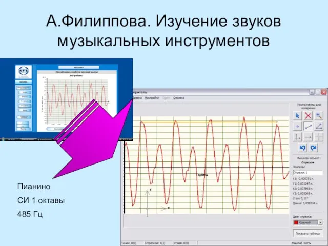 А.Филиппова. Изучение звуков музыкальных инструментов Пианино СИ 1 октавы 485 Гц