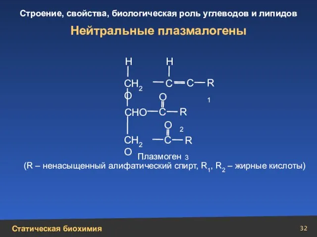 Нейтральные плазмалогены Н Н О О СН2О СН2О С С С С