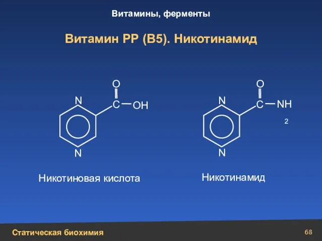 Витамин РР (В5). Никотинамид N N N N С С N Н2