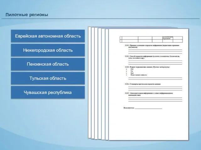 Пилотные регионы Еврейская автономная область Нижегородская область Пензенская область Тульская область Чувашская республика