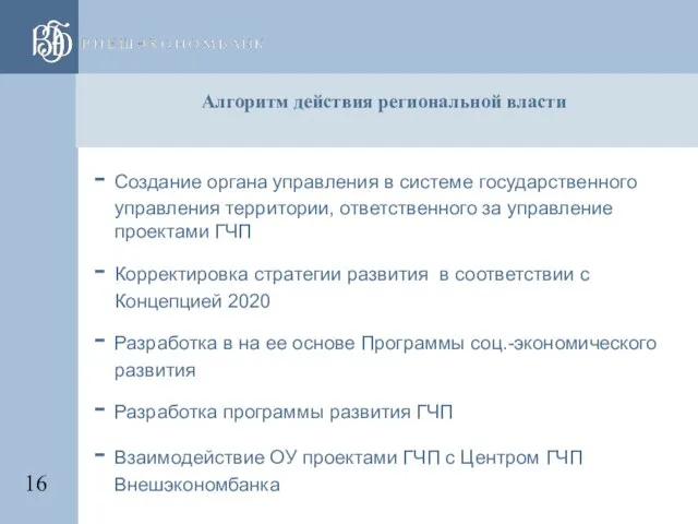 Алгоритм действия региональной власти Создание органа управления в системе государственного управления территории,