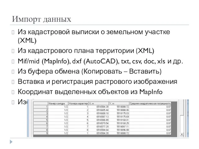 Импорт данных Из кадастровой выписки о земельном участке (XML) Из кадастрового плана