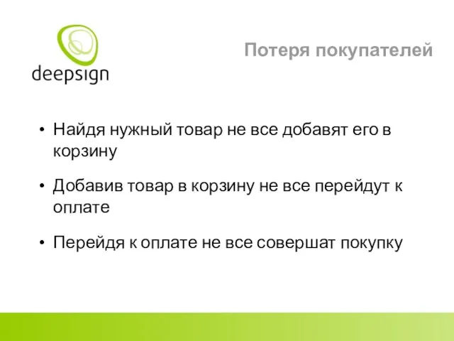 Потеря покупателей Найдя нужный товар не все добавят его в корзину Добавив