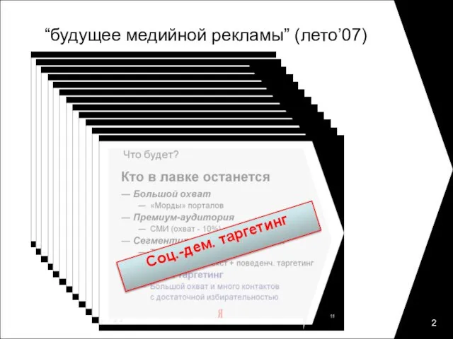 “будущее медийной рекламы” (лето’07) Соц.-дем. таргетинг