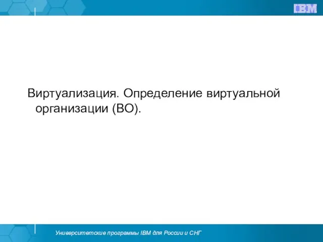 Виртуализация. Определение виртуальной организации (ВО).