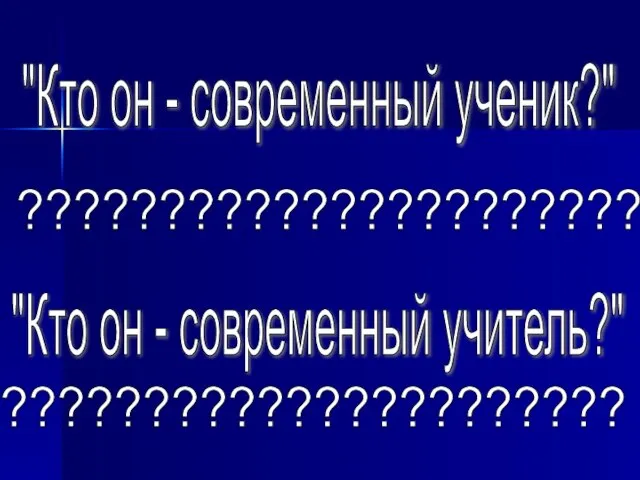 "Кто он - современный ученик?" "Кто он - современный учитель?" ?????????????????????? ??????????????????????