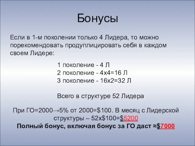 Бонусы Если в 1-м поколении только 4 Лидера, то можно порекомендовать продуплицировать