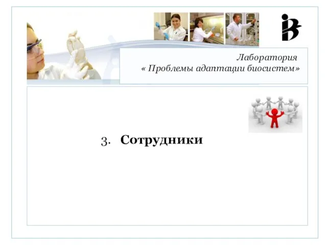 Лаборатория « Проблемы адаптации биосистем» 3. Сотрудники