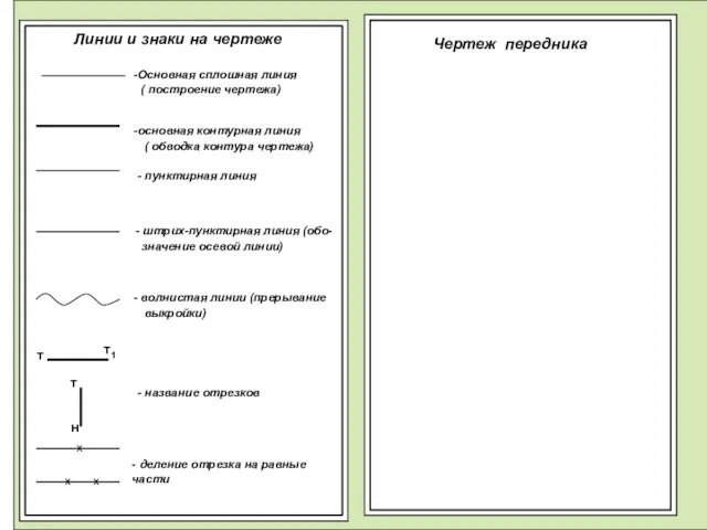 Линии и знаки на чертеже т т1 т н - название отрезков