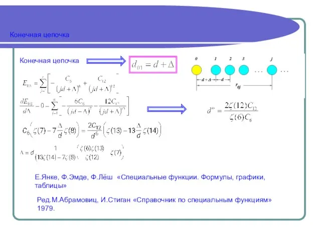 Конечная цепочка Конечная цепочка Е.Янке, Ф.Эмде, Ф.Лёш «Специальные функции. Формулы, графики, таблицы»