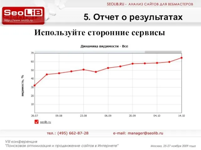 5. Отчет о результатах Используйте сторонние сервисы