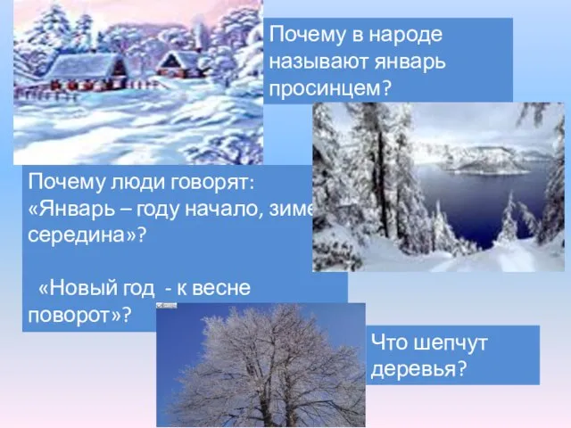 Почему в народе называют январь просинцем? Почему люди говорят: «Январь – году