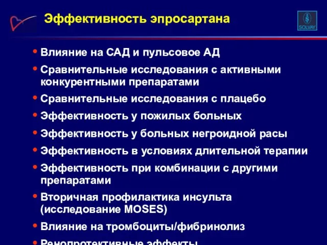 Влияние на САД и пульсовое АД Сравнительные исследования с активными конкурентными препаратами