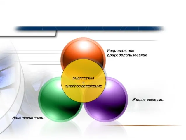 Рациональное природопользование Нанотехнологии Живые системы ЭНЕРГЕТИКА и ЭНЕРГОСБЕРЕЖЕНИЕ