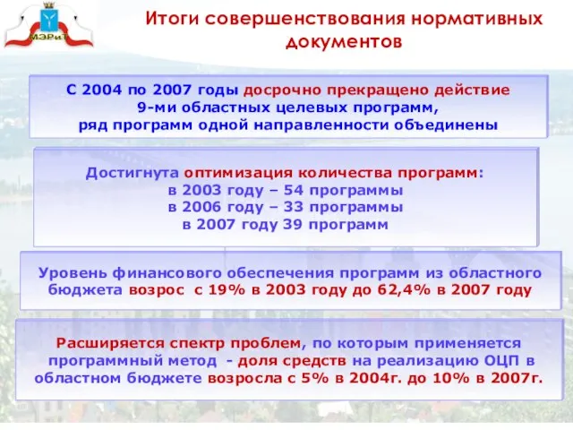 Итоги совершенствования нормативных документов