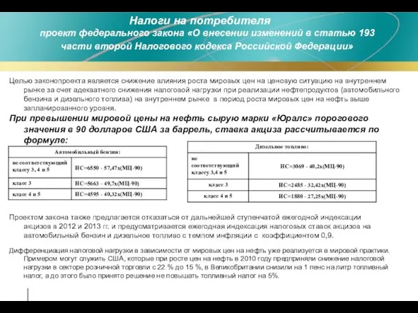 Налоги на потребителя проект федерального закона «О внесении изменений в статью 193