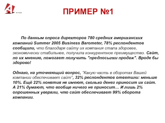 ПРИМЕР №1 По данным опроса директоров 780 средних американских компаний Summer 2005