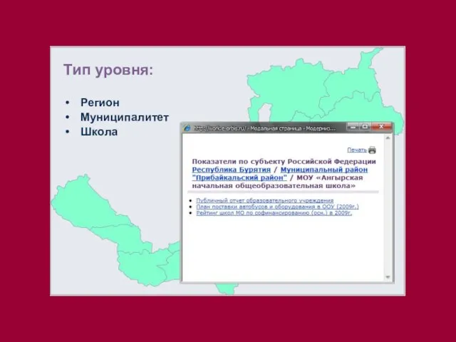 Тип уровня: Регион Муниципалитет Школа