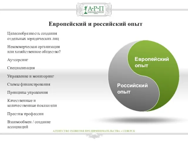 Целесообразность создания отдельных юридических лиц Некоммерческая организация или хозяйственное общество? Аутсорсинг Специализация