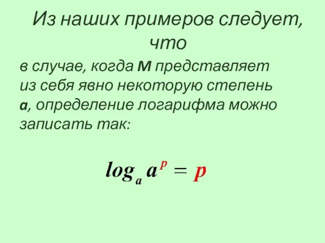 в случае, когда M представляет из себя явно некоторую степень a, определение