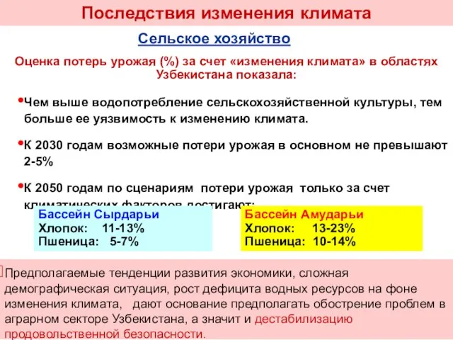 Чем выше водопотребление сельскохозяйственной культуры, тем больше ее уязвимость к изменению климата.