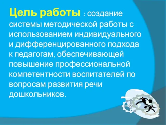 Цель работы : создание системы методической работы с использованием индивидуального и дифференцированного