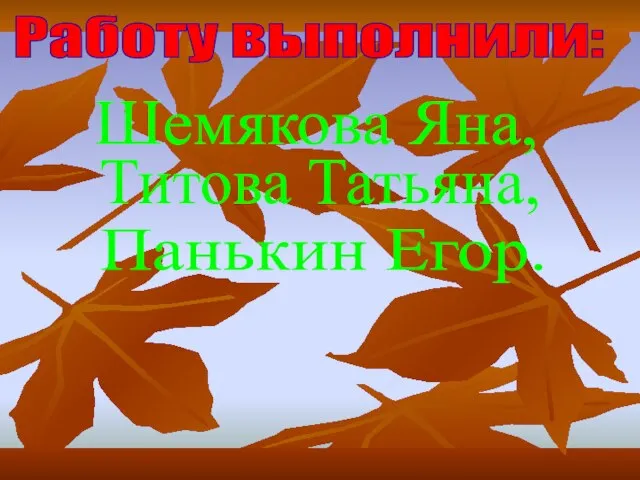 Работу выполнили: Шемякова Яна, Титова Татьяна, Панькин Егор.