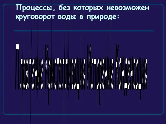 Процессы, без которых невозможен круговорот воды в природе: Плавление Кристаллизация Испарение Конденсация