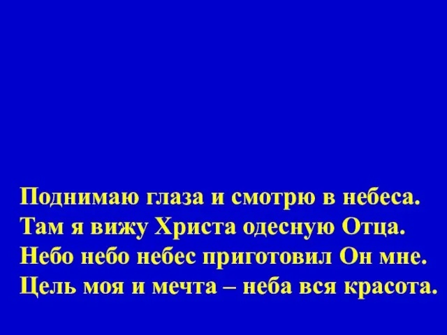 Поднимаю глаза и смотрю в небеса. Там я вижу Христа одесную Отца.