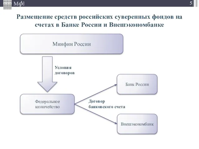 Размещение средств российских суверенных фондов на счетах в Банке России и Внешэкономбанке