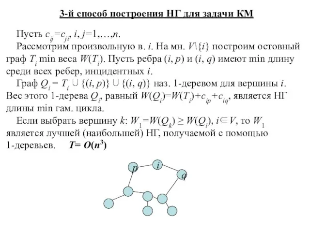 3-й способ построения НГ для задачи КМ Пусть cij=cji, i, j=1,…,n. Рассмотрим