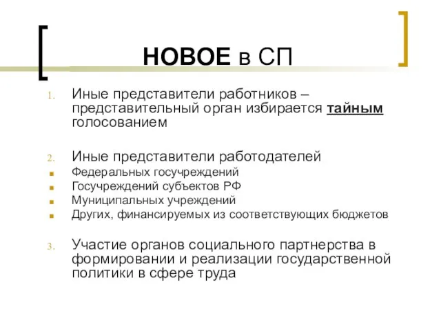 НОВОЕ в СП Иные представители работников – представительный орган избирается тайным голосованием