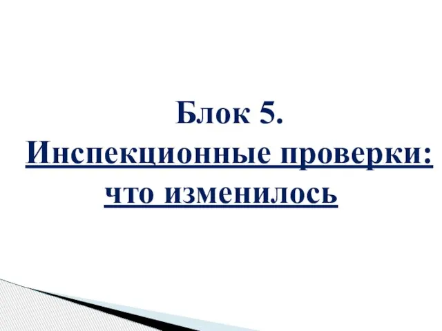 Блок 5. Инспекционные проверки: что изменилось