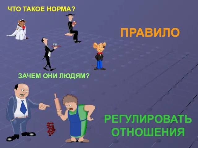 ЧТО ТАКОЕ НОРМА? ЗАЧЕМ ОНИ ЛЮДЯМ? ПРАВИЛО РЕГУЛИРОВАТЬ ОТНОШЕНИЯ