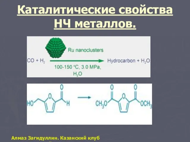 Каталитические свойства НЧ металлов. Алмаз Загидуллин. Казанский клуб нанотехнологий