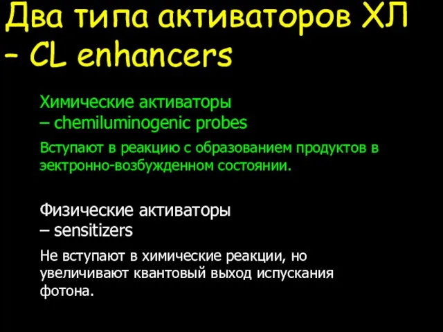 Два типа активаторов ХЛ – CL enhancers