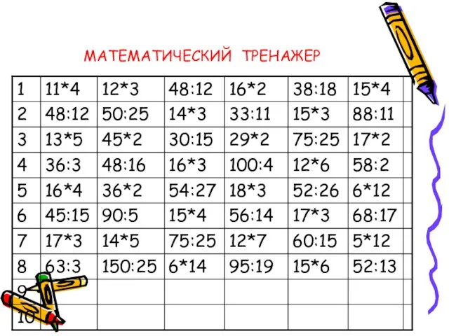 МАТЕМАТИЧЕСКИЙ ТРЕНАЖЕР