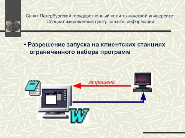 Санкт-Петербургский государственный политехнический университет Специализированный центр защиты информации запрещено Server Разрешение запуска